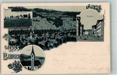 9442 Berneck 1902 Lithographie Burg Ruine Rosenburg Neugasse Kirche