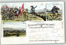 3280 Murten Morat Lithographie Hallwil und Eidgenossen vor der Schlacht 1476 hist. Postkarte