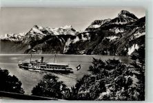 Raddampfer Stadt Luzern auf dem Vierwaldstättersee mit Gitschen und Urirotstock Binnenschiff Foto AK