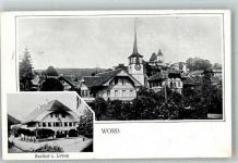 3076 Worb 1919 Foto AK Gasthaus zum Löwen Kirche