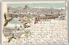 1000 Lausanne Losanna 1897 Winterlithographie Schloss Kathedrale