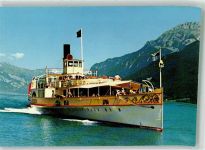Raddampfer Lötschberg auf dem Brienzersee Fotograf Engemann Binnenschiff Foto AK