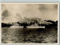 Romanshorn Doppelschrauben-Dieselmotor-Passagierschiff Thurgau und Zürich Binnenschiff Foto AK