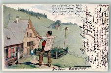 1900 Künstlerkarte sign. Von Tobler , Senner Hüsli auf der Alm