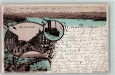 8000 Zürich 1897 Gebrauchsspuren Zürichsee Obere Bahnhofstrasse Lithographie