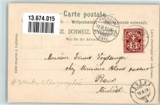 1400 Yverdon-les-Bains 1899 Winterlithographie Kaserne Rue le la Poste College Casino