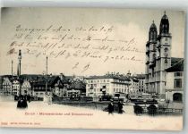 8000 Zürich Foto AK Münsterbrücke Großmünster