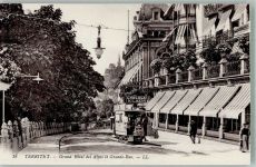 1820 Territet Foto AK Grand Hotel des Alpes Grand Rue Straßenbahn