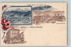 8840 Einsiedeln Lithographie Hotel du Paon Postkutsche Kloster
