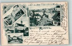 6017 Ruswil 1901 Foto AK Oberdorfplatz Kirche Mitteldorfplatz