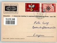 6000 Luzern Lucerne Sonderstempel Ballon Sonder-Ballonflug 1954 Ballonpostkarte Ausstellung 1954
