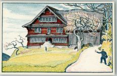 8872 Weesen Künstlersteindruck sign. Rüegg,E.a.. Bauernhaus auf Strahlegg Breifträger