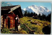 Wengen Aplhornbläser u. Sennenbub mit Jungfrau Alphorn