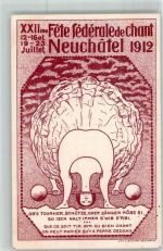 2000 Neuchâtel Neuenburg Lithographie Bundesgesangsfest 1912
