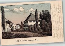 8127 Forch 1907 Lithographie / Künstlerkarte Hotel Pension Krone