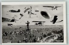 8600 Dübendorf Fotomontage AK Zeppelin Flugzeug Flugplatz