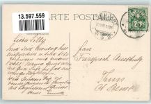 1815 Clarens 1907 Lithographie Hotel Pension Sans-Souci Bahnpost Zug 1128 Nr. 2
