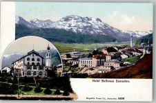 7503 Samedan Samaden 1912 Foto AK Hotel Bellevue Feldpost Bat. 93 Comp. III