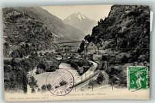 1890 St-Maurice 1911 Foto AK Pont et Chateau Bahnhof Marke bildseitig