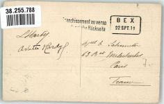 1890 St-Maurice 1911 Foto AK Pont et Chateau Bahnhof Marke bildseitig