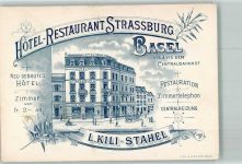 4000 Basel Bâle Lithographie Hotel Gasthaus Strassburg keine AK
