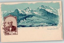 3822 Lauterbrunnen Lithographie Bahnhof Jungfraubahn Portrait Gyer-Zeller
