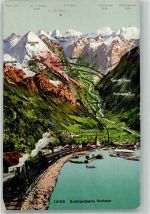 6454 Flüelen Foto AK Eisenbahn Gotthardbahn