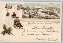 1820 Montreux 1897 Winterlithographie Rodel