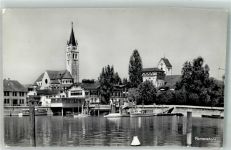 8590 Romanshorn 1960 Foto AK Hafen Kirche