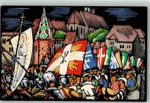 4000 Basel Bâle Künstlerkarte Kath. Kirche V.Schweiz.Katholikentag 1924