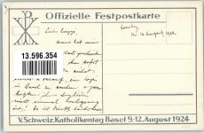 4000 Basel Bâle Künstlerkarte Kath. Kirche V.Schweiz.Katholikentag 1924