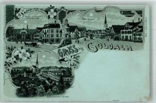 9403 Goldach Lithographie Gasthaus Linde und Lindenhof Kirche Fabrik Stickerei