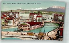 1200 Genève Genf Foto AK Straßenbahn Pont de la Coulouvreniere Qaurtier de St. Gervais