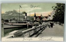 6000 Luzern Lucerne Foto AK Schweizerhofquai Hafen Schloss