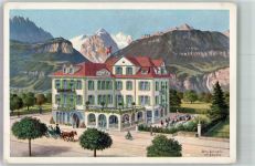 3860 Meiringen Lithographie / Künstlerkarte sign. Schlaefli, O. Hotel Flora