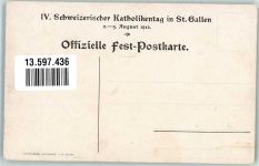9000 St. Gallen S. Gallo Lithographie Kirche IV.Schweizer Katholikentag 1913
