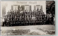 8000 Zürich Foto AK Albisgütli Gruppenfoto Uniform Gasthaus