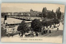 1200 Genève Genf 1911 Foto AK Pont du Mont Blanc Hafen