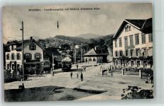 9450 Altstätten SG 1914 Foto AK Straßenbahn Landhausplatz mit Station