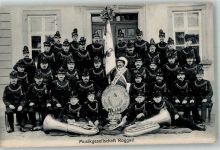 4914 Roggwil BE 1914 Foto AK Uniform Musikgesellschaft Bahnpost