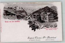 3822 Isenfluh Lithographie Hotel und Pension Alpina
