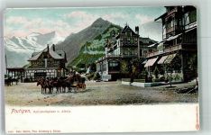 Frutigen Postkutsche Bahnhofsplatz Hotel Postkutsche Schweiz Foto AK