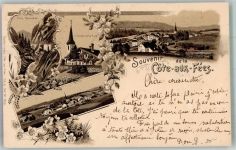 2117 La Côte-aux-Fées 1898 Lithographie Kirche