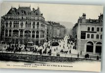1200 Genève Genf Foto AK Straßenbahn Place de Bel-air Rue de la Corraterie