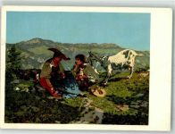 sign. Buchser, Frank Hirtenidylle Ziegen Pro Juventute Schweiz Künstlerkarte