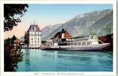 3800 Interlaken Foto AK Hotel du Lac Aare Dampfschiff