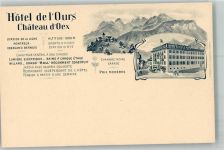 1660 Château-d´Oex Lithographie Hotel de l´Ours