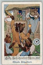 3000 Bern Berne 1910 Sonderstempel Schützenfest 1910 Bären vermenschlicht