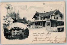 3074 Muri b. Bern 1902 Gebrauchsspuren Gasthaus zum Sternen Bahnhof Kirche