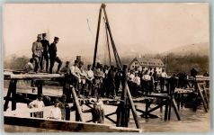 Brückenbau Militär Schweiz 1915 Foto AK